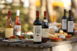 Family Furlotti wines displayed on an outdoor table at Finca Adalgisa, Mendoza